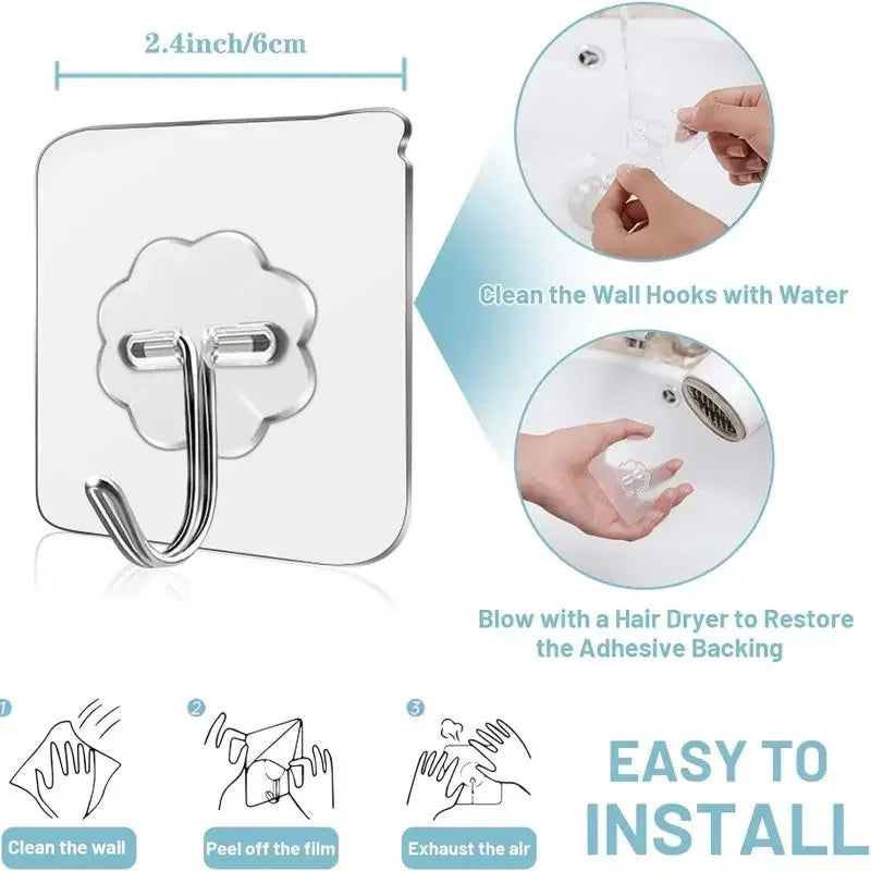 1-100Pcs Hooks Transparent Strong Self Adhesive Door Wall Hangers Hooks Suction Heavy Load Rack Cup Sucker for Kitchen Bathroom