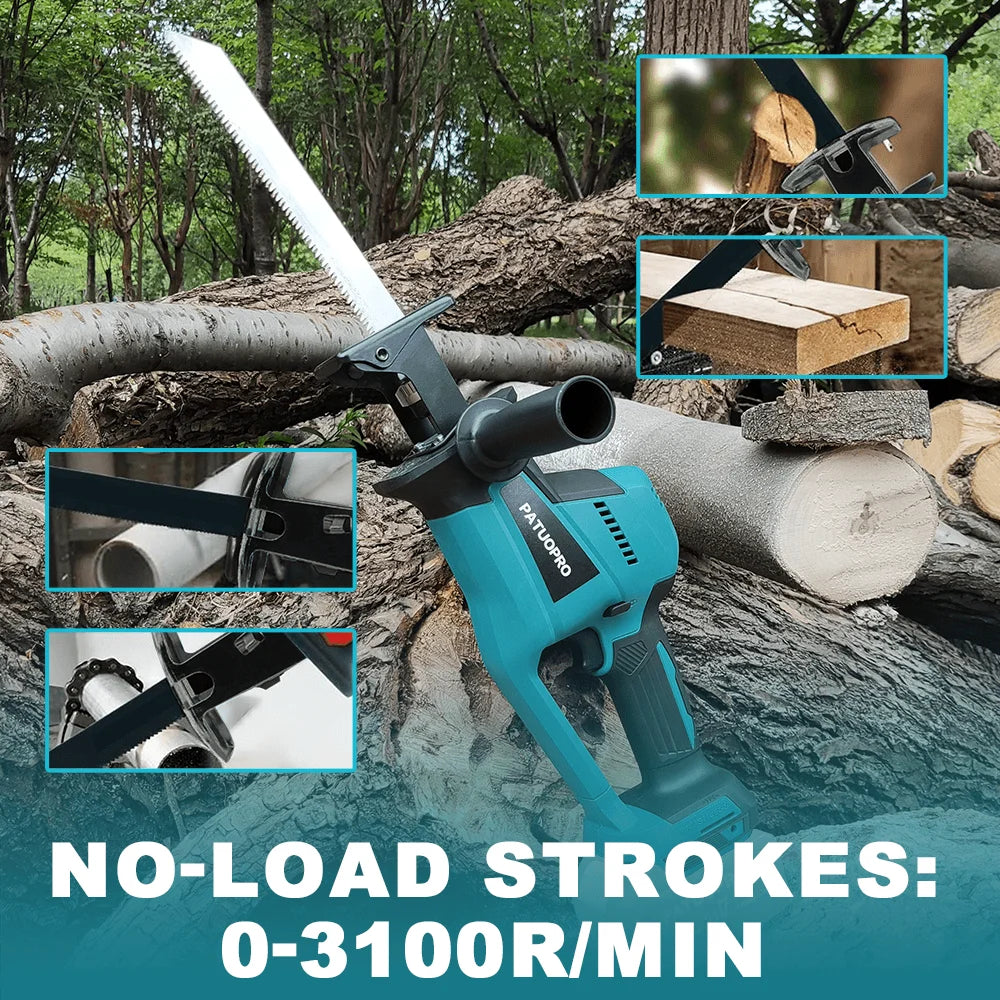 Borstelloze 22 mm draadloze oplaadbare reciprozaag met 4-delige zaagbladenset voor hout/metaal/pvc-snijder, geschikt voor Makita 18V-accu