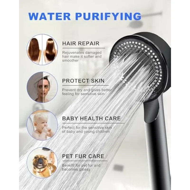 Shower Head with 5 Spray Modes, Adjustable Handheld Showerhead High-Pressure Water Saving Nozzle for Bathroom Plastic Material