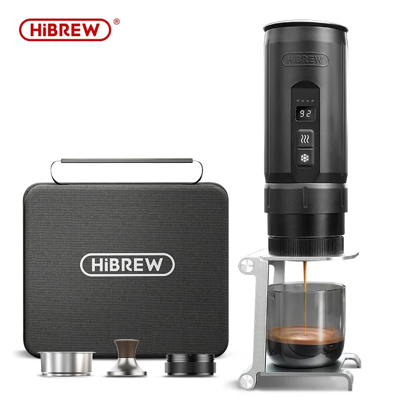 HiBREW H4C Machine à Café Expresso Portable Chauffage Sans Fil Batterie Amovible Extraction Sans Fond Café Moulu Barista