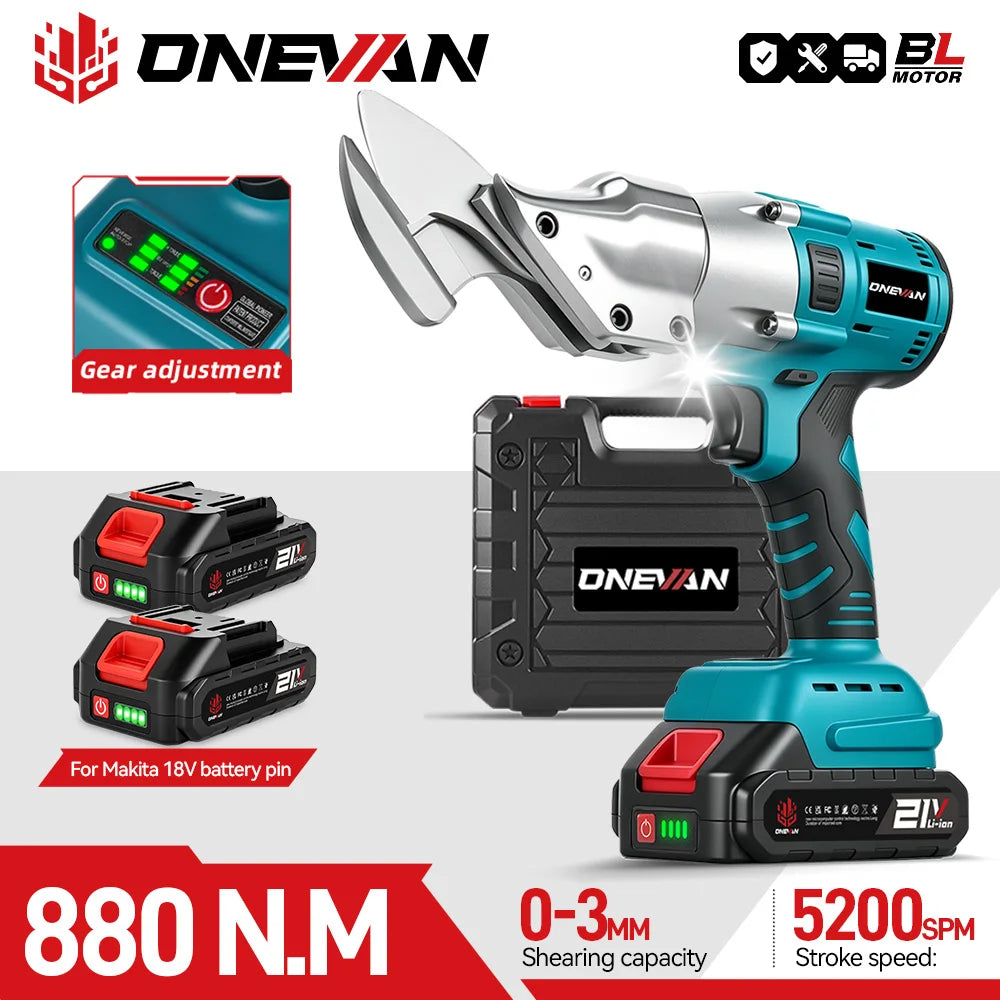 ONEVAN 880NM Brushless Electric Iron Scissors Sheet Metal Cutting Cutter Industrial Shear Power Tool For Makita 18V Battery pin