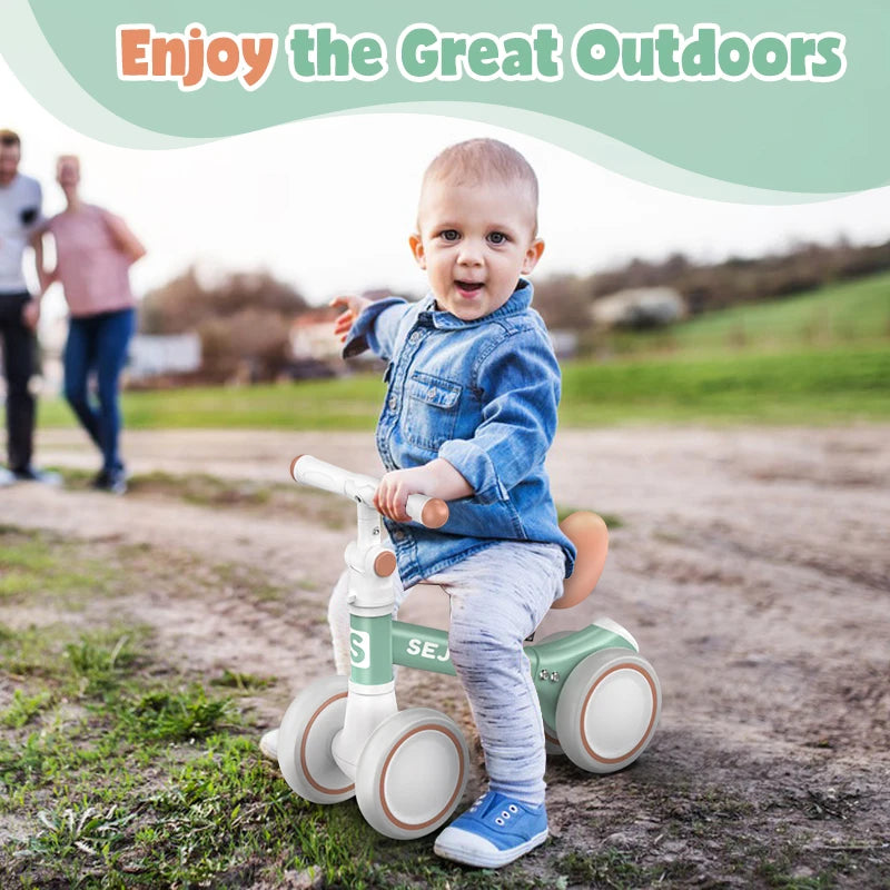 Sejoy Baby Balance Bike for Toddlers, Adjustable 4-Wheel Bicycle for Outdoor Fun (10-36 Months) - Quality Shopping Centre