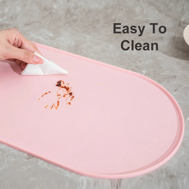 45.5x24.5cm Oval Pet Feeding Mat Silicone Dog Food Feeding Pad Waterproof Pet Placemat for Cats Dogs Pet Supplies