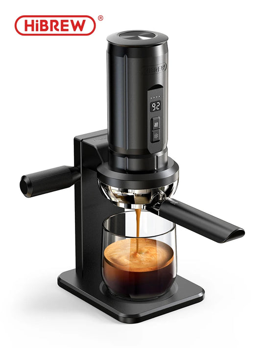 HiBREW H4C Max Portable Coffee Machine Wireless Heating with 58MM Bottomless Portafilter Stand for Home office & Camping