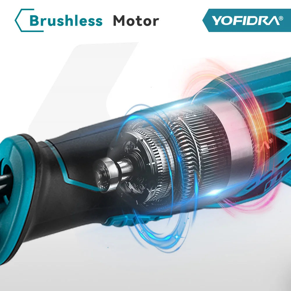 YOFIDRA 3000RPM Borstelloze Reciprozaag Handheld Hout Metaal Pijp Snijden Elektrische Zaag Kettingzaag Gereedschap voor Makita Accu