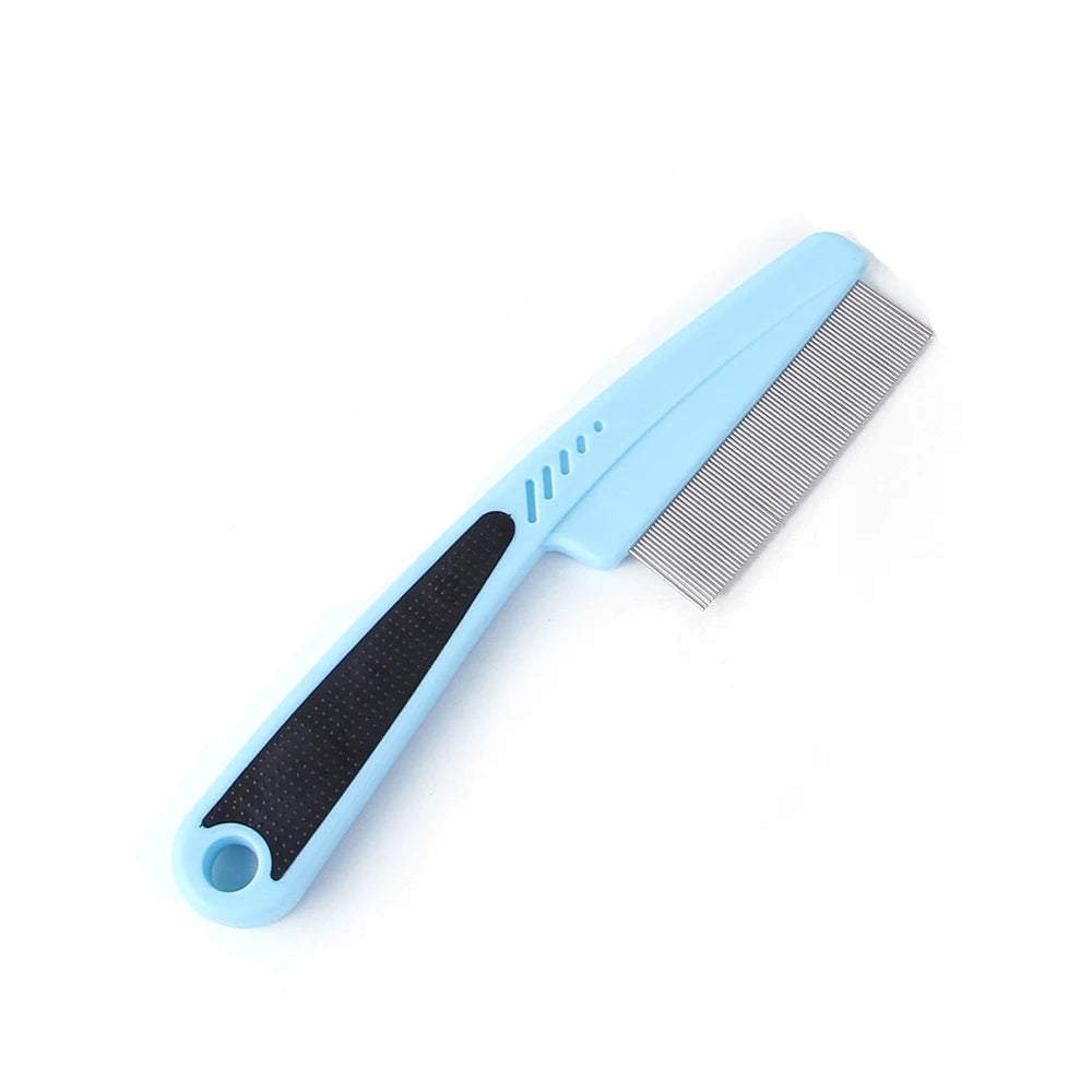 Pet Flea Comb for Dogs Cats Fine Tooth Stainless Steel Grooming Comb Anti-Slip Handle Pet Hair Remover Lice Comb for Short Fur