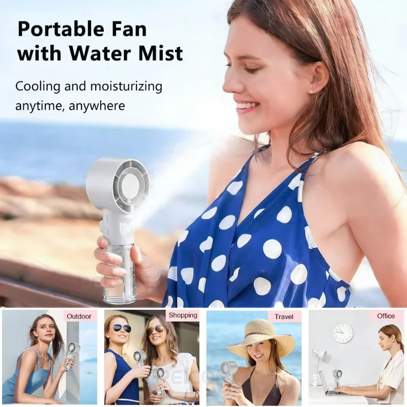 Mini humidificateur portable Lenovo, ventilateur brumisateur à main, ventilateur rechargeable avec pulvérisation d'eau pour l'extérieur