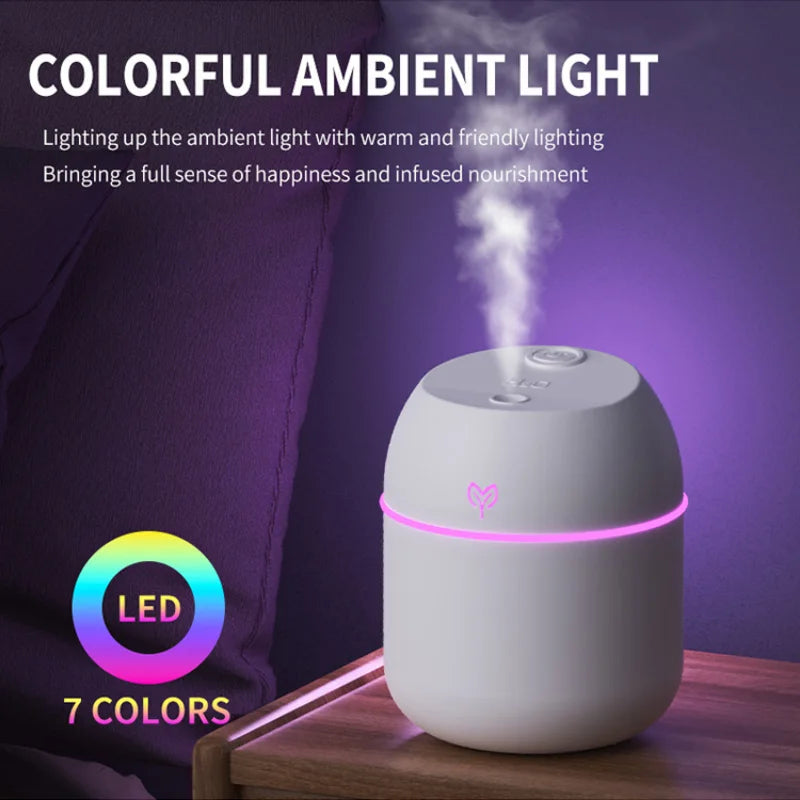 Lenovo 220ML Luchtbevochtiger Koude Nevel Aromadiffuser LED Nachtlampje automatische uitschakeling USB Humidifier voor Thuis Kantoor