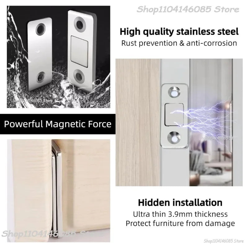 Magnetic Cabinet Catches Ultra Thin Door Strong Magnets Stopper Invisible Adhesive Drawer Magnet Lock for Kitchen Closet Closer