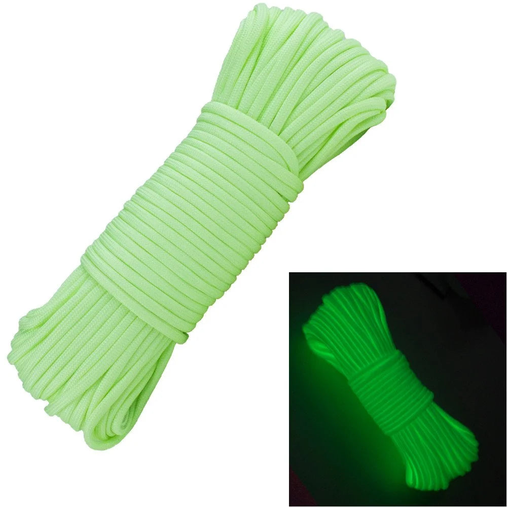 Glow in The Dark Luminous Paracord Rope 9 Strands 4mm Nylon 550 Tent Cord Parachute Camping Bundle Lanyard Survival EDC