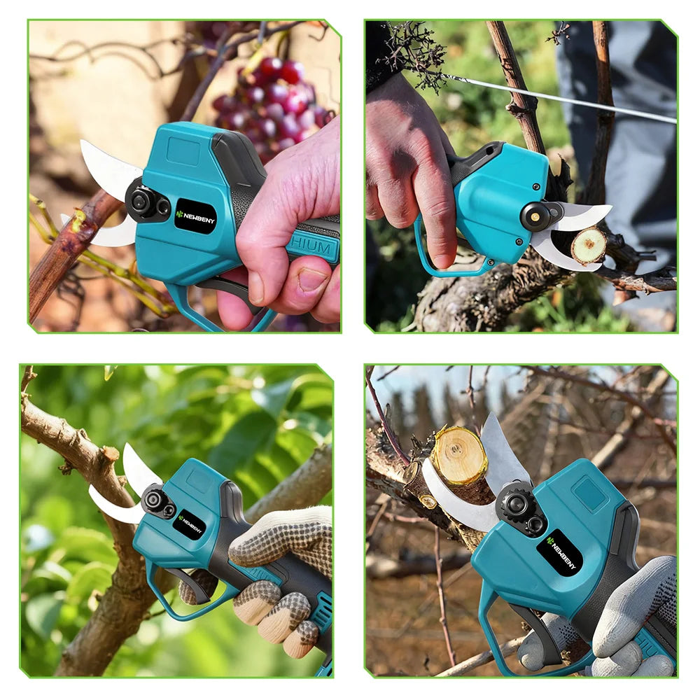 Sécateur électrique NEWBENY 30MM à 2 vitesses, outil de coupe sans fil pour branches d'arbres fruitiers, compatible avec batterie Makita 18V