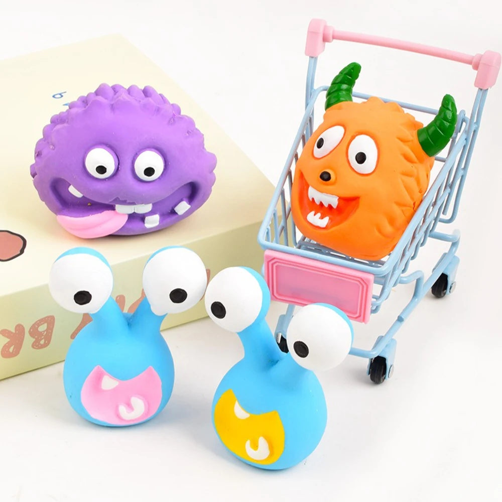 Huisdier Latex Speelgoed Cartoon Alien Monster - Hondenkauwspeeltje, Bijtbestendig, Piepend, voor Puppy's Kleine Honden, Tandjes Reiniging