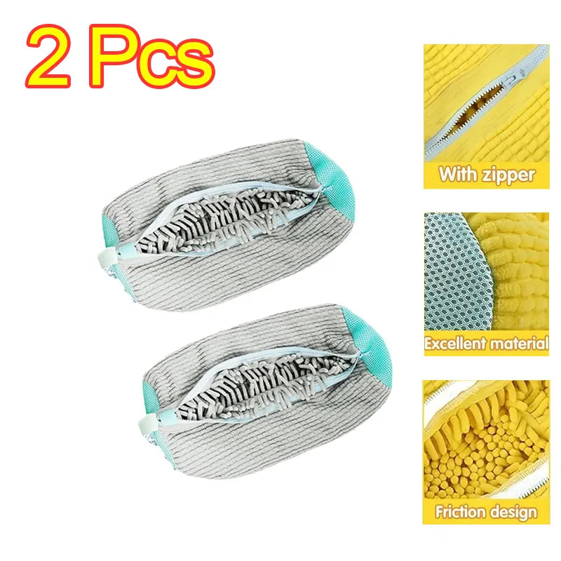 1-6PCS Shoe Washing Bag Washing Machine Laundry Bags with Zipper Closure Shoes Cleaning Bag Shoes Laundry Fluffy Fibers Sneaker