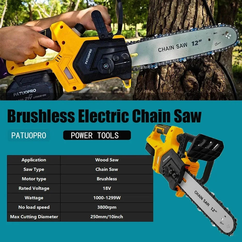 12-inch borstelloze elektrische kettingzaag 3800 tpm draagbare kettingzaag oplaadbaar snoerloos tuingereedschap voor Makita 18V-accu