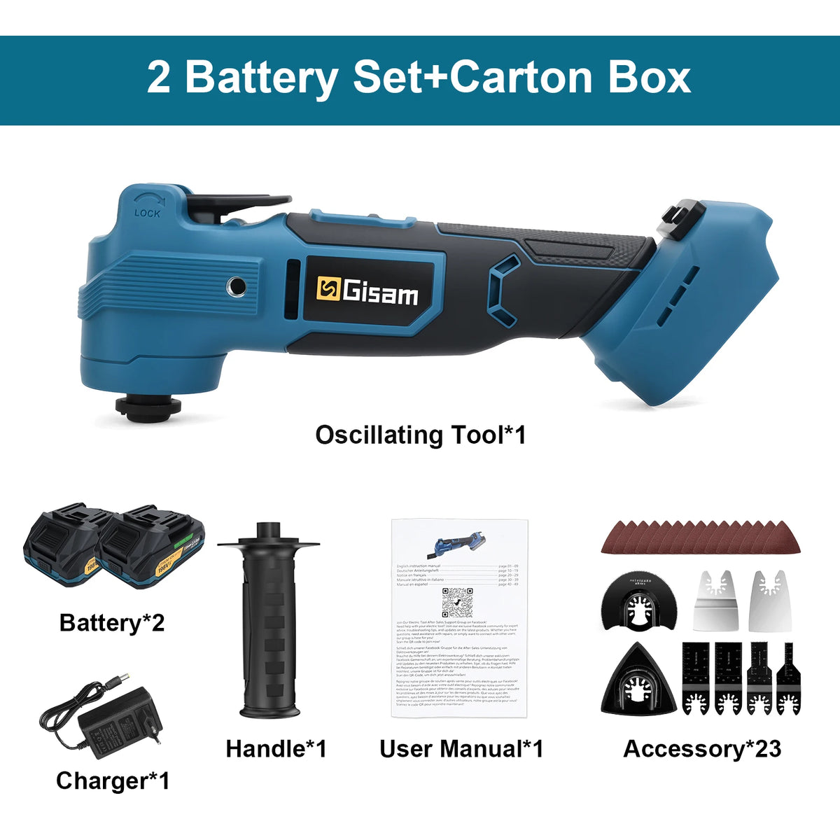 Gisam 20000OPM 7-traps borstelloze oscillerende multifunctionele tool elektrische zaag trimmer schraper voor Makita 18V accu
