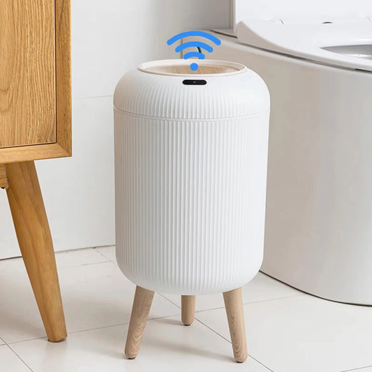 Poubelle automatique avec couvercle, petite poubelle intelligente en plastique, poubelle à détecteur de mouvement pour chambre à coucher, salle de bain, cuisine, bureau