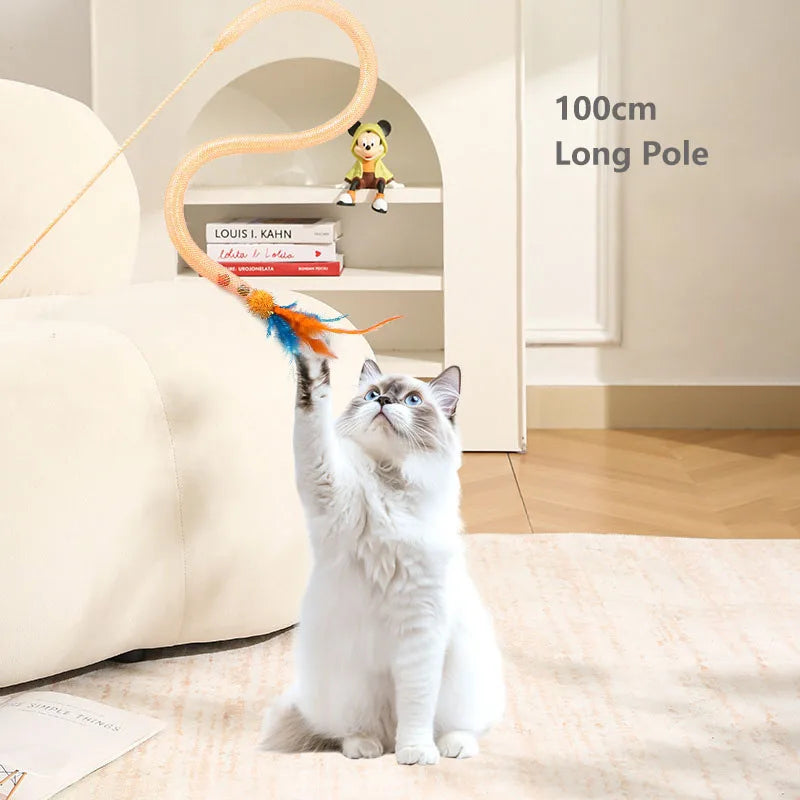 Interactive Cat Toy Funny Cat Stick toys Cat Teaser Wand with Feather Bell Kitten Playing Toys Cat Accessories
