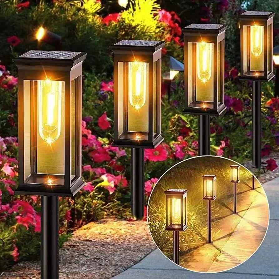 Waterproof LED Solar Lights for Garden Yard Driveway - Automatic Pathway Lighting Outdoor Landscape Lighting Auto On/Off at Dusk