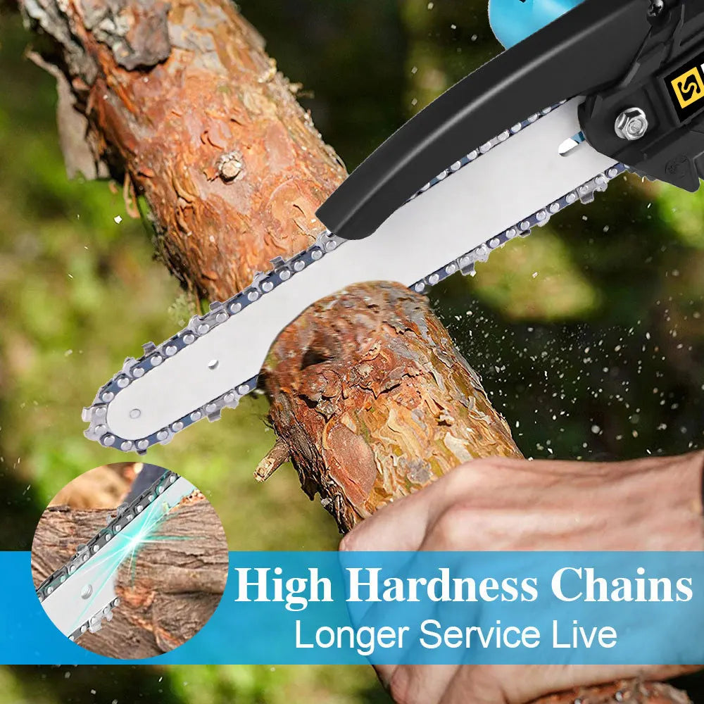 Gisam 8'' Brushless Electric Chainsaw Cordless Electric Saw Handheld Woodworking Garden Pruning Saw for Makita 18V Battery Pin