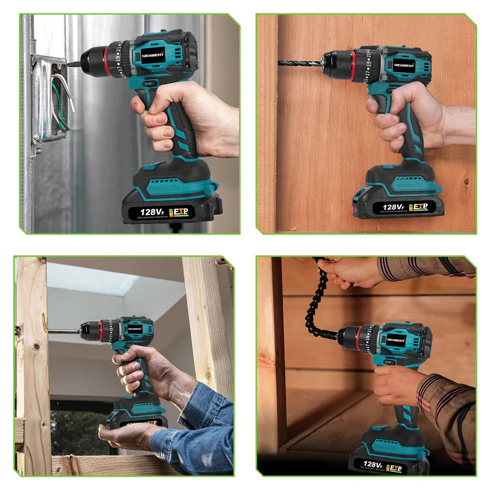 NEWBENY 25+3 Koppel Borstelloze Elektrische Accuboormachine Multifunctionele Schroevendraaier Huishoudelijk Doe-het-zelf Elektrisch Gereedschap voor Makita Accu