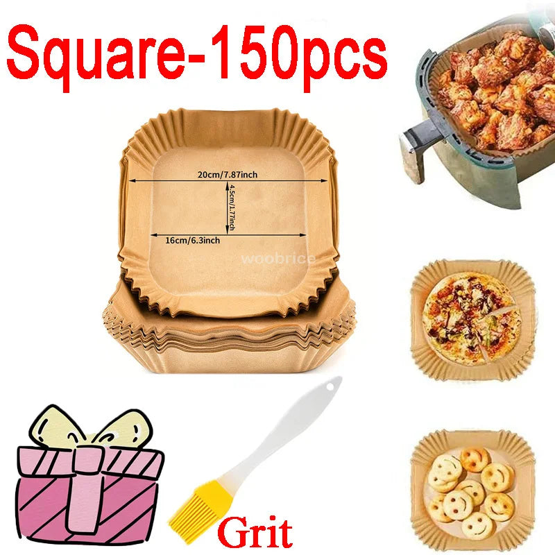 100-300pcs AirFryer Paper Food SiliconOil Paper Round Cake Papersin The Oven High Temperature Absorbent Paper Baking Accessories