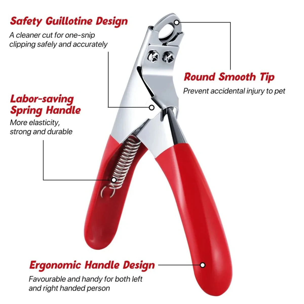 Stainless Steel Pet Nail Clipper, Scissor Cutter, Grooming Tool for Small and Medium Dogs and Cats, Guillotine Nail Clippe