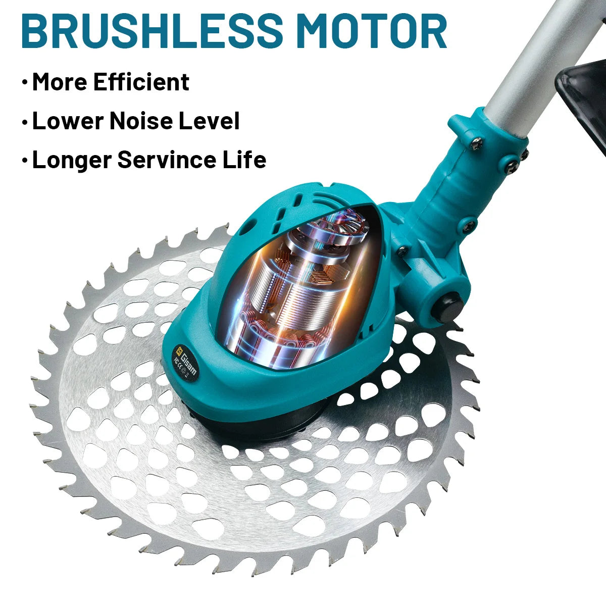 Gisam 10-inch borstelloze elektrische grasmaaier, opvouwbaar, snoerloze grastrimmer voor Makita 18V-accu