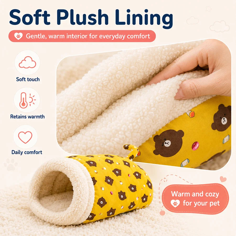 Cat Bed with Soft Fuzzy Lining Semi-Enclosed Winter Cave for Cats Small Dogs Semi-Enclosed Winter Sleeping Kitten Bed