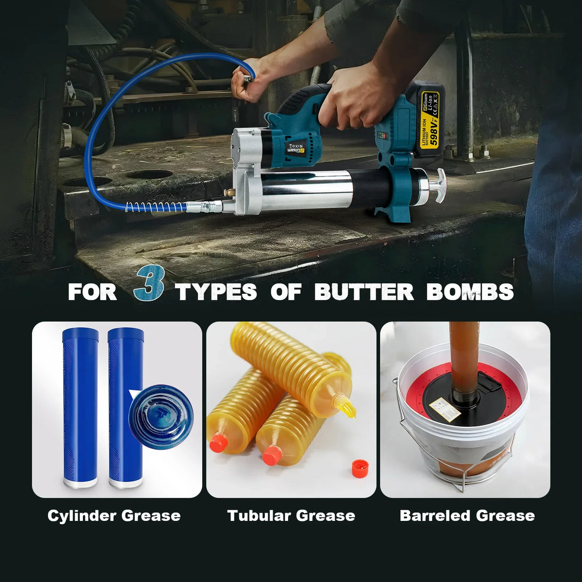 Gisam 10000PSI Borstelloze Elektrische Vetspuit Kit Elektrische Hoogwaardige Vetspuitset Elektrisch Gereedschap voor Makita 18V Accu Pinnen