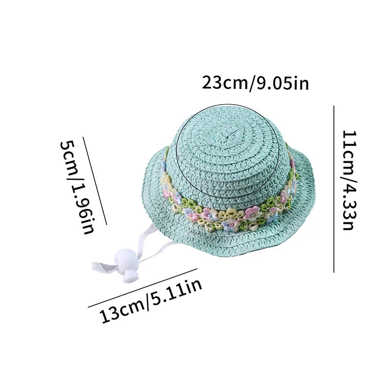 Cute Pet Straw Hat for Cats Small Dogs Adjustable Cat Princess Hat Summer Puppy Sun Hat Outdoor Cute Kitten Headwear Pet Supply