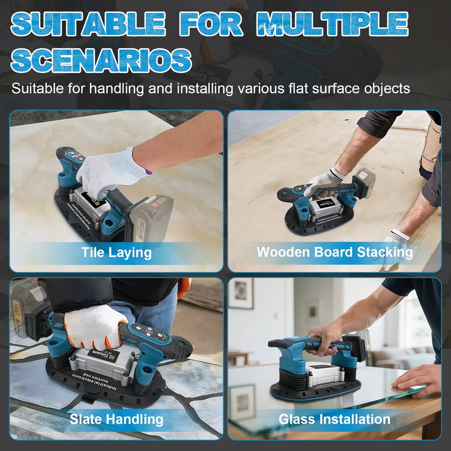 Gisam 500KG Tile Installation Tool Slip-proof Vibration Machine Vibrator Tiling Leveling Laying 9 Speeds For makita battery pins