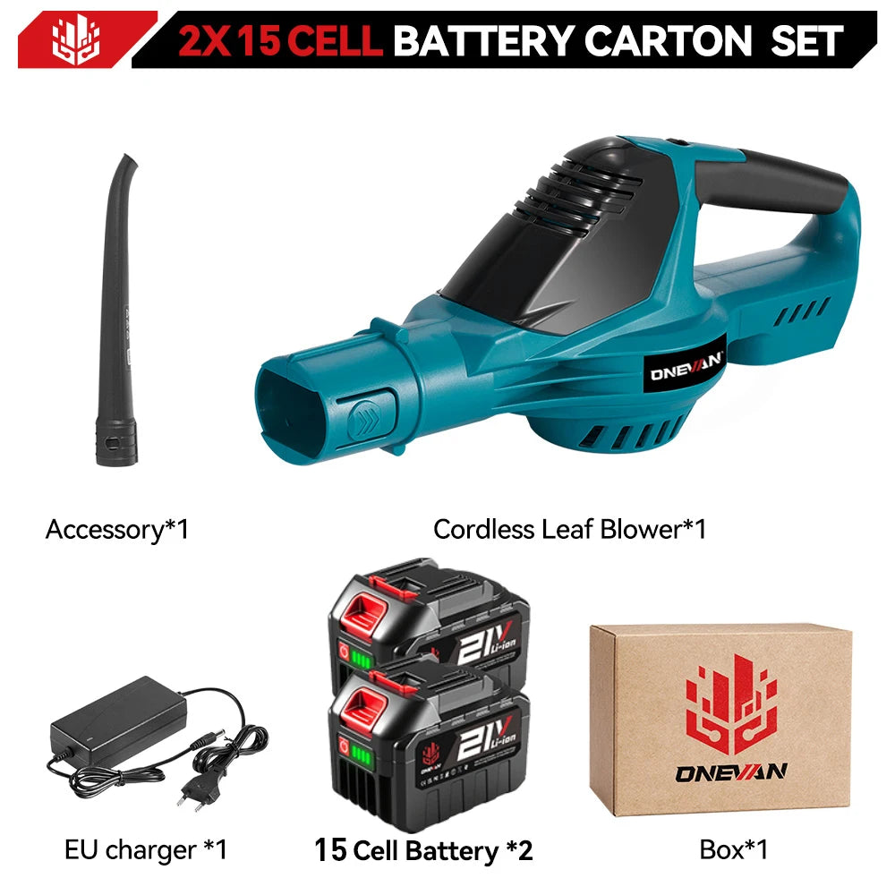 ONEVAN 5500W Borstelloze Elektrische Bladblazer Snoerloze Bladblazer Bladeren Sneeuw Stof Reinigingsgereedschap Geschikt voor Makita 18V Accu's