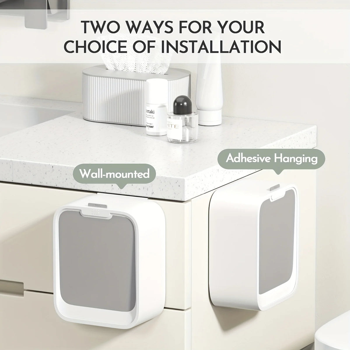 Hanging Trash Can,Motion Sensor Waste Bin Wall Mounted Smart Sensor Trash Bin with Lid for Kitchen Cabinet Door Under Sink