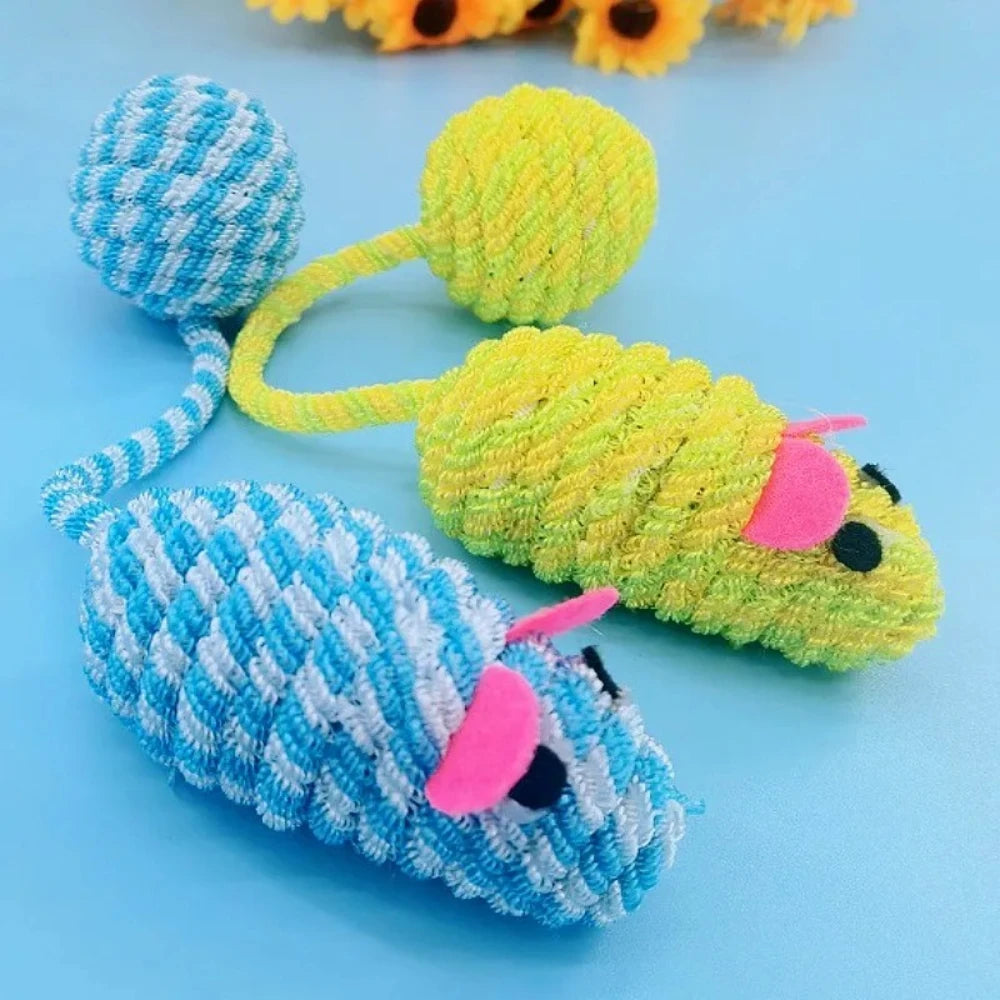 1 pièce/2 pièces Jouet pour chat souris Jouets pour chat cordes interactives balles jouets pour chats souris sonore taquinerie jouet pour chats avec fournitures pour animaux