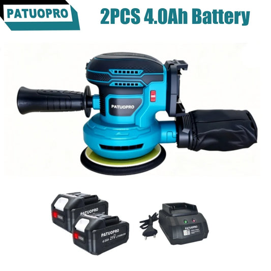 PATUOPRO 6-Speed Control Cordless Electric Disc Random Orbital Sander 125MM Grinding Polisher Power Tool For Makita 18V Battery