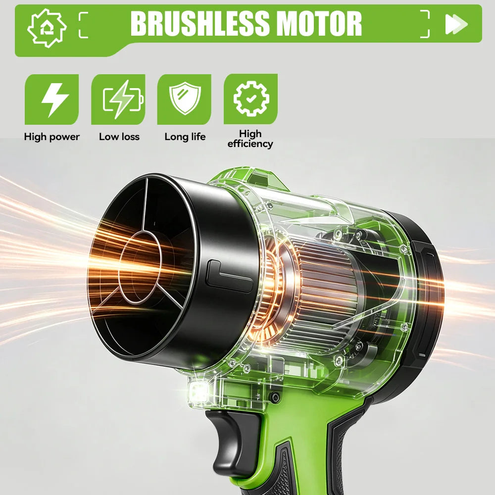 ONEGREEN 4000W 2in1 Brushless Electric Air Blower Jet Fan 350000RPM Leaf Blower Dust Blowing Tool For Makita 18V Battery Pin