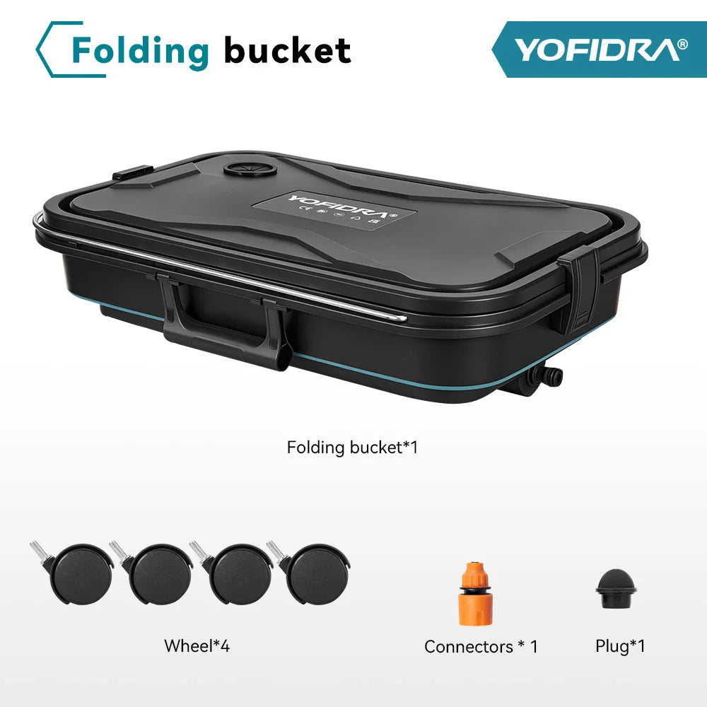 YOFIDRA 6 IN 1 100Bar Electric Water Spray Gun with 22L Foldable Water Bucket Home Car Washing Machine for Makita 18V-21V Battery Pin