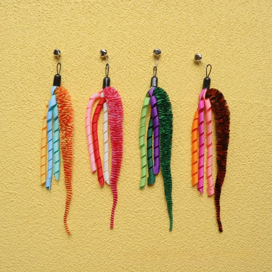 2pcs/4pcs Plush Ball Cloth Strip Cat Toy Teaser Stick for Replace Heads Pet Toys Wand Accessories