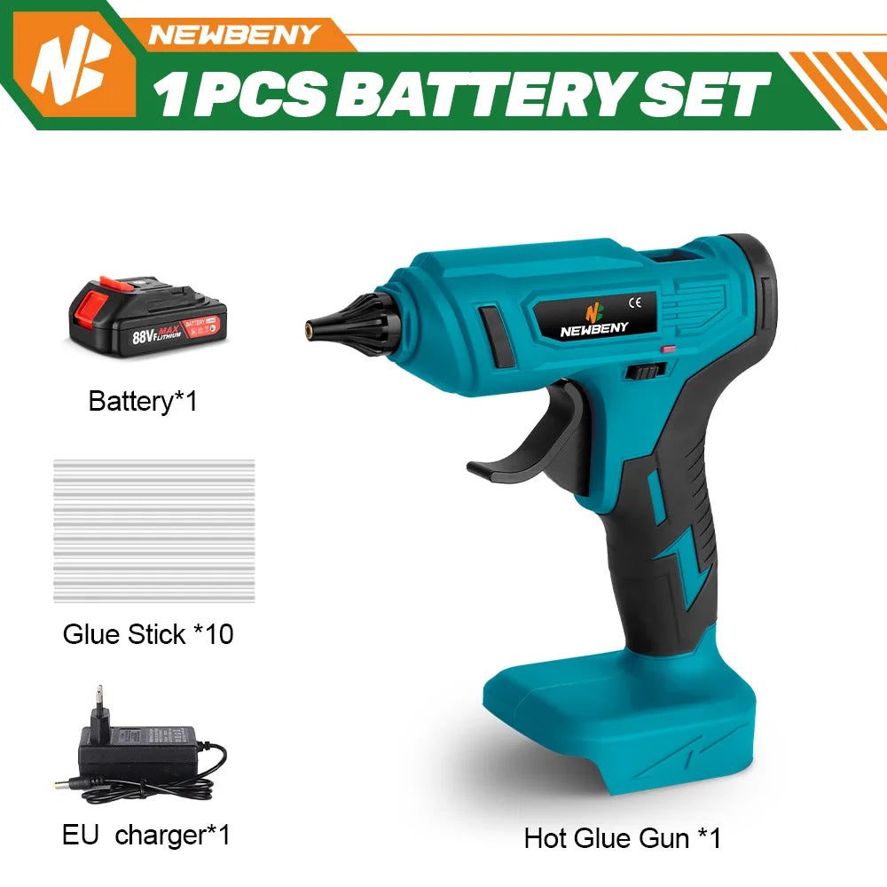 NEWBENY 100W 280°C Draadloos Heteluchtlijmpistool Draagbaar Oplaadbaar met Lijmsticks DIY Reparatietool Voor Makita 18V Batterij Pin