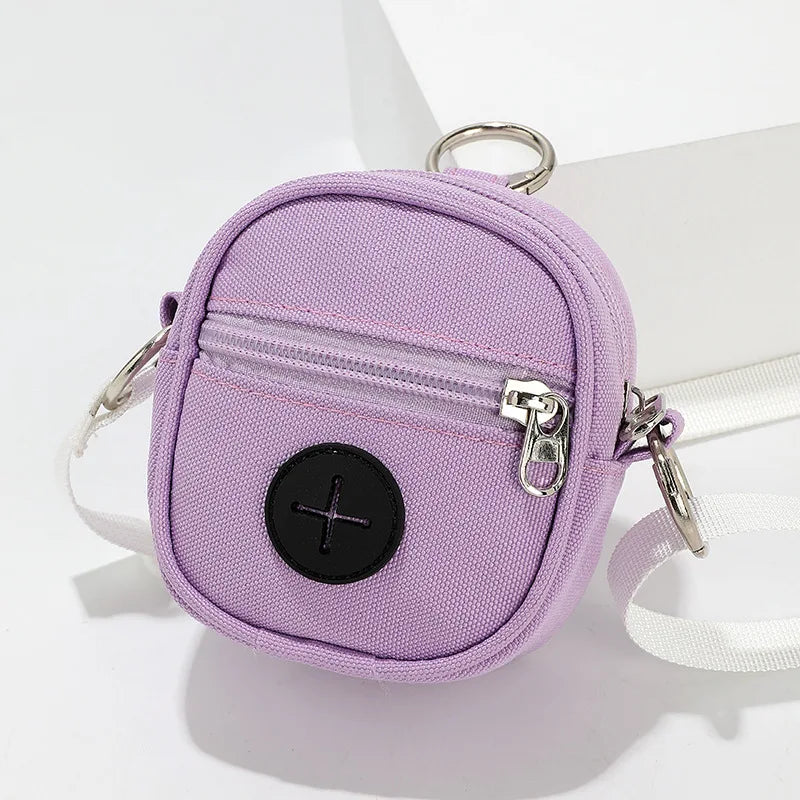 Portable Dog Treat Pouch Oxford Cloth Pet Waste Bag Dispenser Mini Crossbody Training Storage Bag for Walking Travel Outdoor