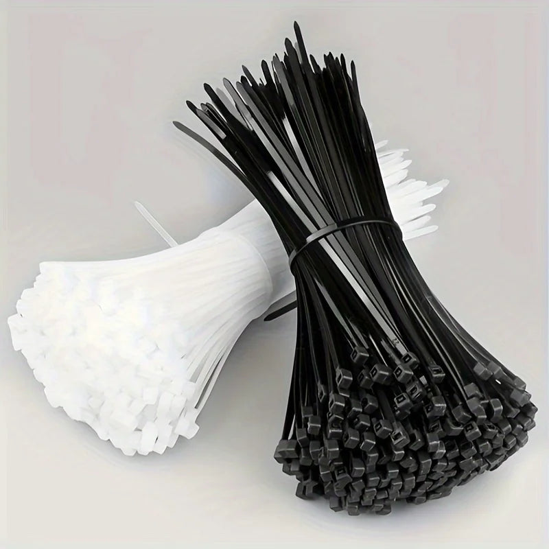 200/100Pcs Nylon Cable Ties Adjustable Self-locking Cord Ties Straps Fastening Loop Reusable Plastic Wire Ties for Home Office