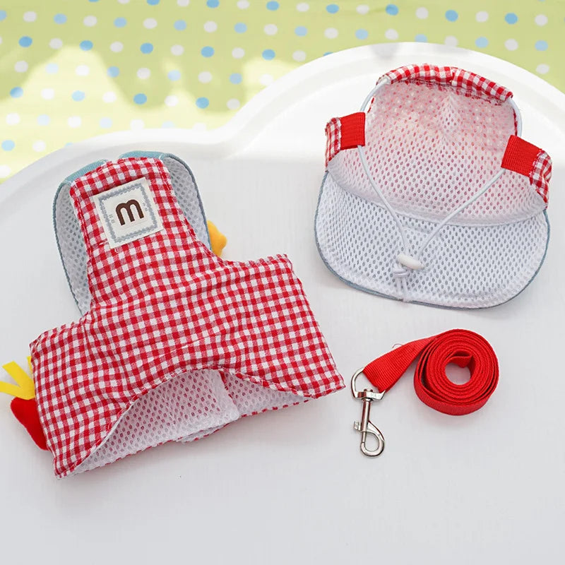 3 PCs/Set Dog Harness Adjustable Puppy Leash with Hat Cute Dog Chest Strap Leash Teddy Yorkshire Lead Leash Pet Supplies
