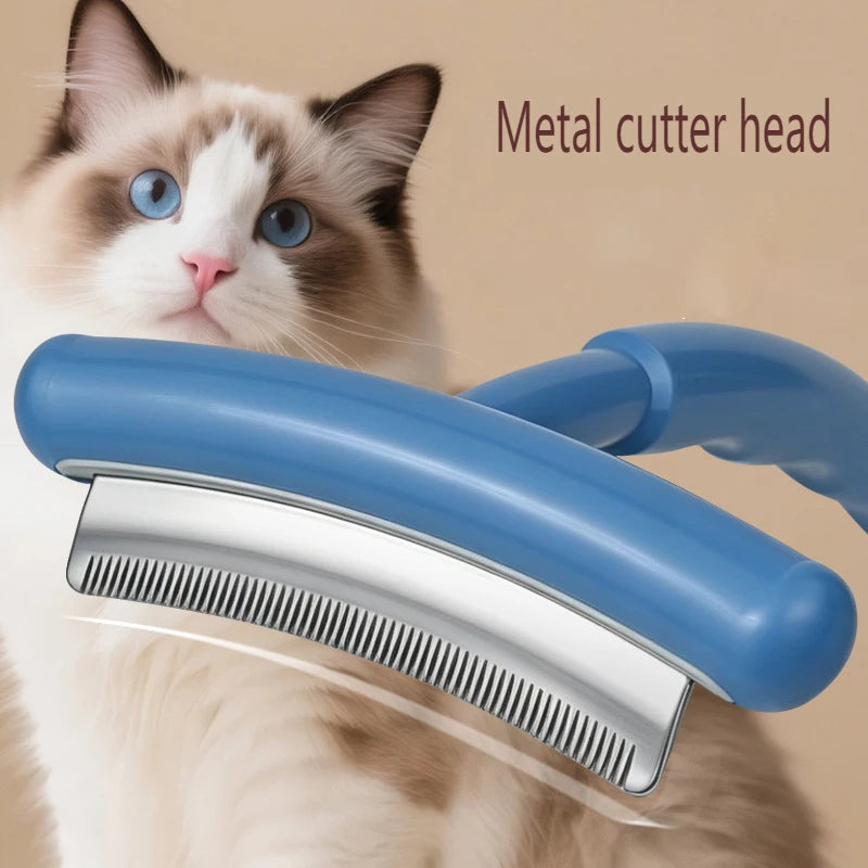 Curved Dog Knotting Comb Long Handle Cat Hair Remover Kitten Brush Anti-Knotting Cat Massager Brush Pet Grooming Supplies