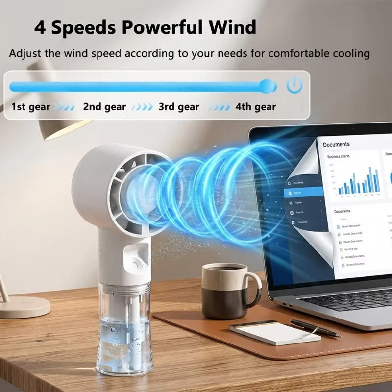 Mini humidificateur portable Lenovo, ventilateur brumisateur à main, ventilateur rechargeable avec pulvérisation d'eau pour l'extérieur