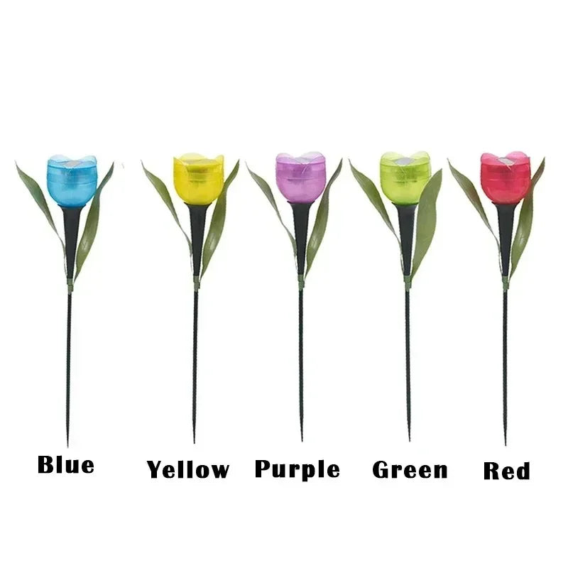 Solar Powered Tulip Garden Lights IP44 Waterproof Auto on Off LED Outdoor Lighting for Yard Lawn Party Night Decoration