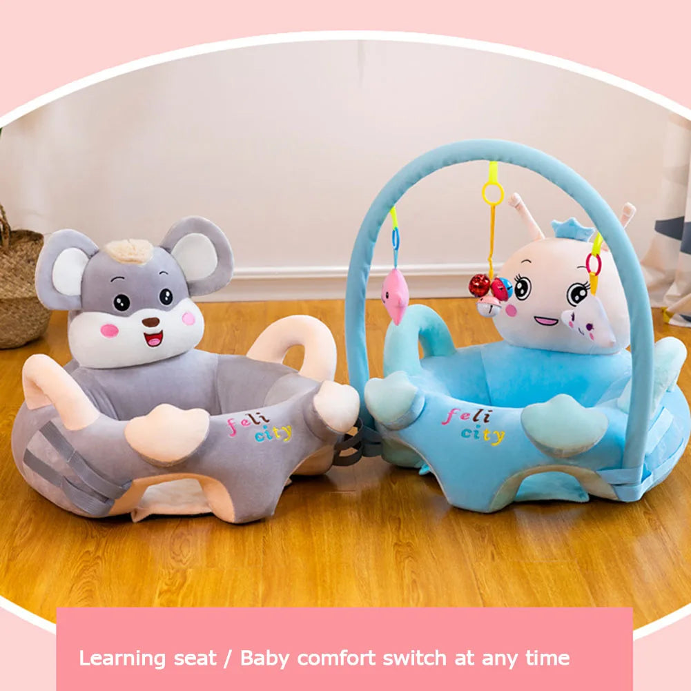 Cartoon Animal Baby Sofa Support Seat Cover Plush Learning To Sit Cradle Nest