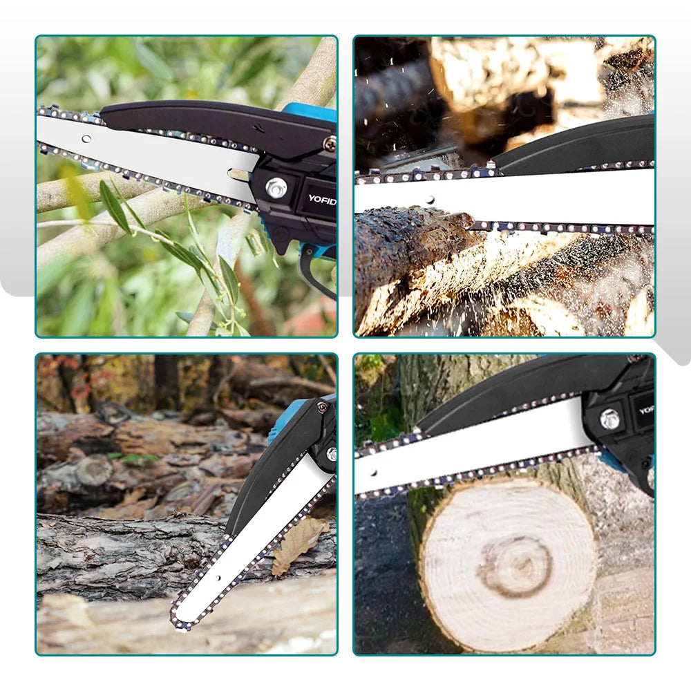 YOFIDRA Borstelloze Kettingzaag 8 Inch Handheld Snoerloze Snoeizaag Oplaadbaar Snoeigereedschap voor Hout Elektrisch Gereedschap voor Makita 18V Accu