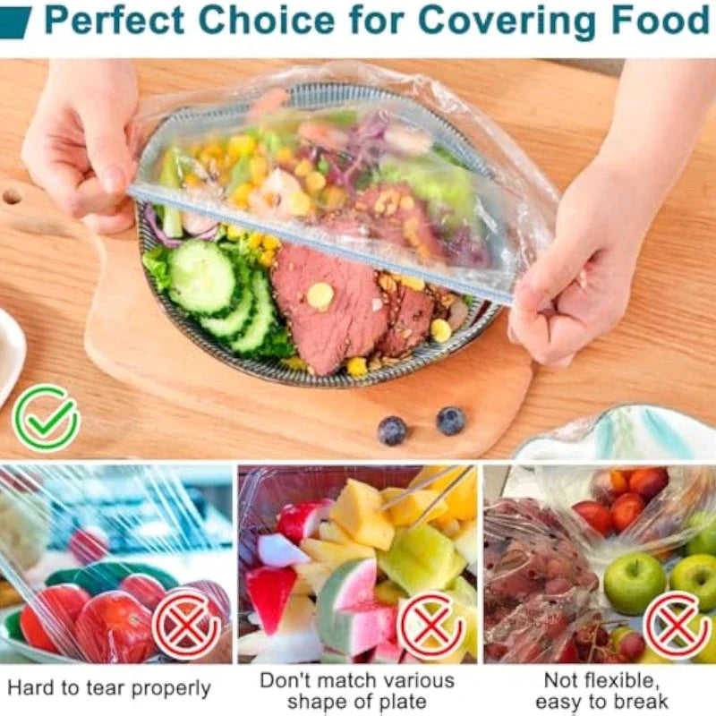 Extra-Length Thickened Disposable PE Film Cover- Durable,transparent,perfect for Fruits and Vegetables,perfect for Food Storage