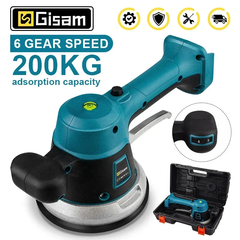 Vibrateur de carreleur sans fil Gisam, machine à carreler, 6 vitesses, ajustement automatique du nivellement des carreaux, outil d'absorption pour batterie Makita 18V