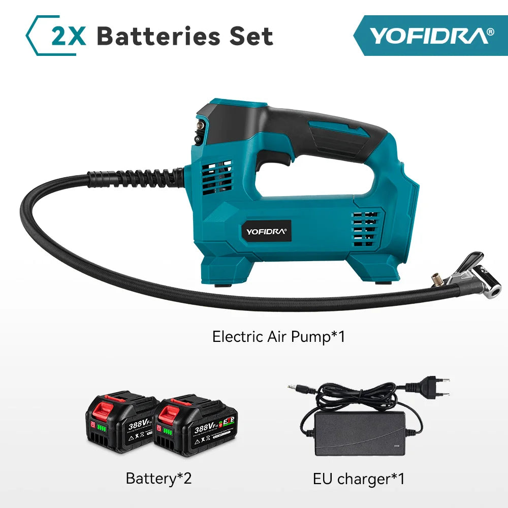YOFIDRA Hogedruk Draadloze Compressor voor Autobanden met Digitaal Display, Geschikt voor Makita Accu